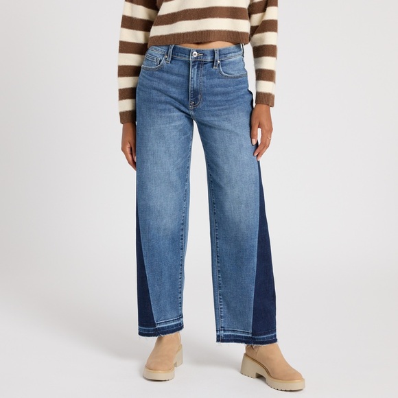 eunina Denim - Eunina Zosia Wide Leg High Rise Two-Tone Jeans Size 28 NWT 90s Cowgirl Boho